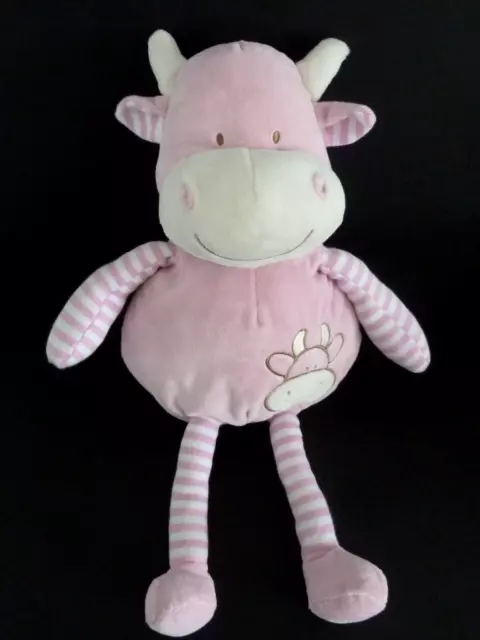 G9. GROS DOUDOU PELUCHE LGRI SOFT FRIENDS VACHE rose blanc rayé 46cm EXCELL ETAT