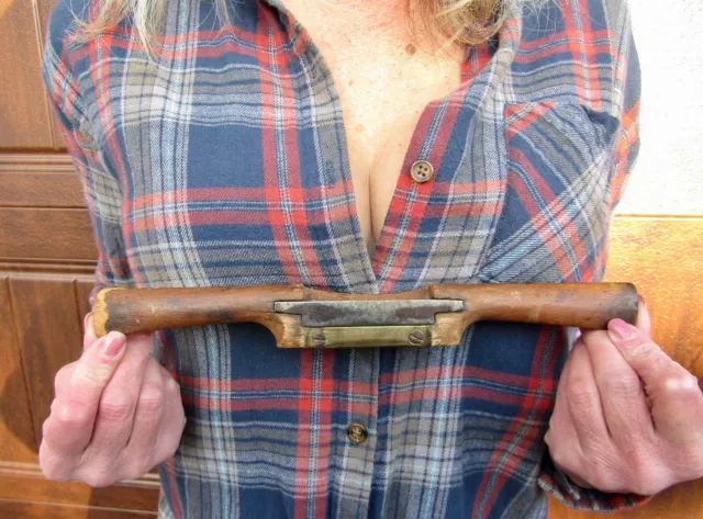 Primitive/Old Antique/Vintage Wooden Handle Spoke Shave Wood & Brass Plane NICE!