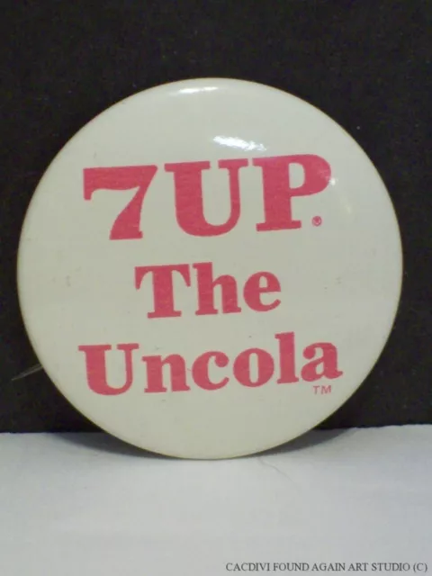 7 UP The Uncola Button Vintage Pink Logo Soda Pop Pin Retro Soft Drink Badge