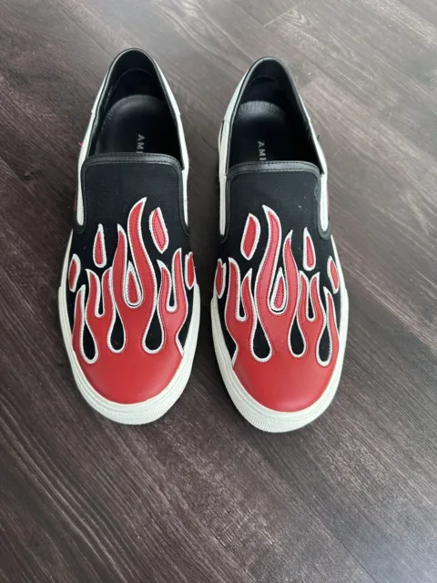 Amiri Black Red Flame Slip On Sneakers
