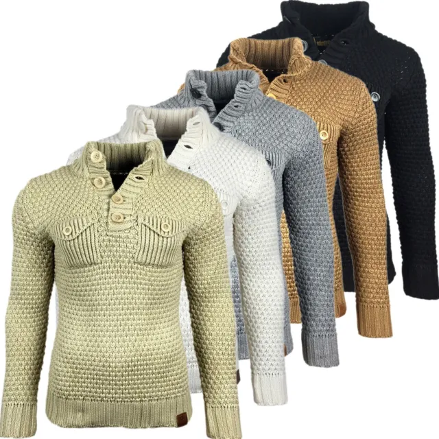 Eksi1 Herren Pullover Grobstrick Pulli Sweatshirt Strickjacke Jacke Hoodie 3087