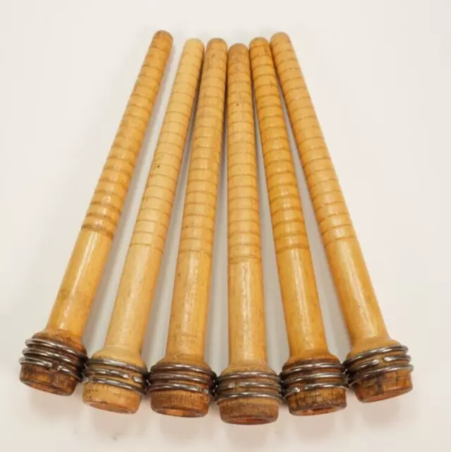 6 Vintage Wood Quills Bobbins Spools Spindles Wooden from an Industrial Mill