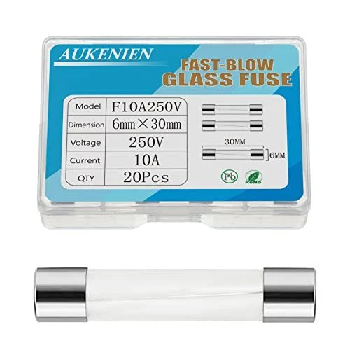 AUKENIEN 10A 250V 6x30MM Fusible Verre 10 Ampère Fusibles en Verre à Fusion R...
