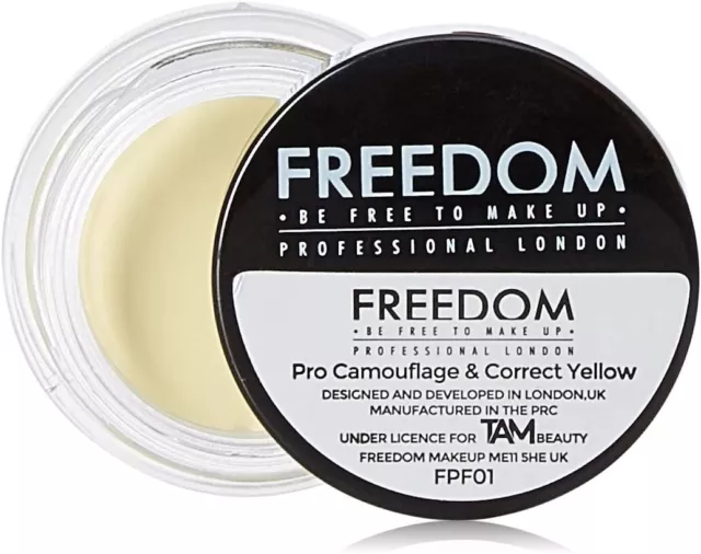 3X Freedom Makeup London Pro Concealer, Camouflage and Correct Yellow, 2.5g -New