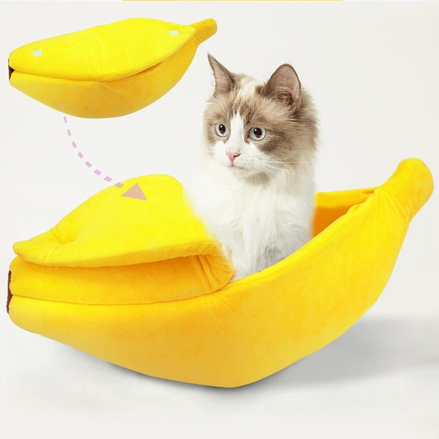 Lit pour Chien Chat de Banane Corbeille Couchage Coussin Tapis Panier Nid S M L