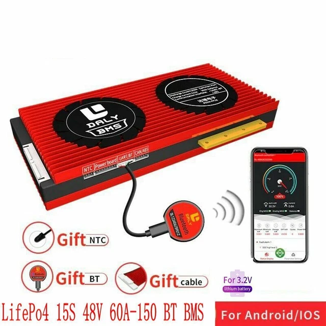 DALY SMART 15S 48V 60A-150A LiFepo4 Battery BMS Board w/Bluetooth ...