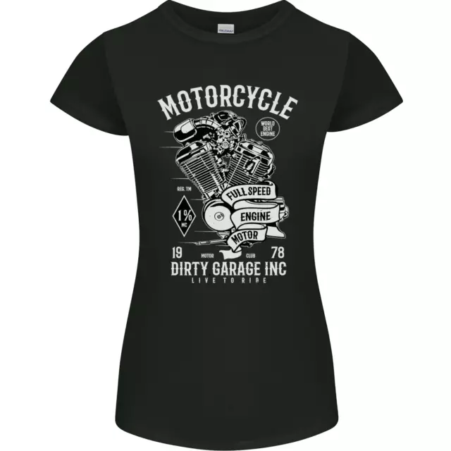 Motorcycle Dirty Garage Motorcycle Biker Womens Petite Cut T-Shirt