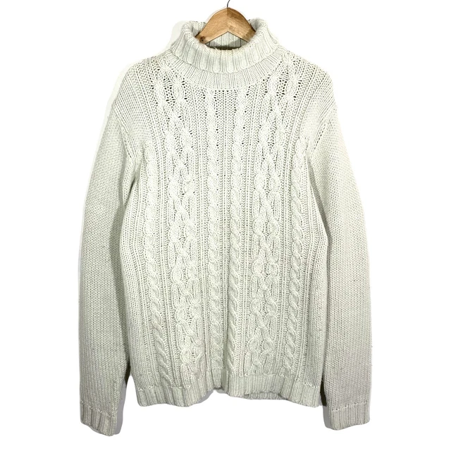 Pull large blanc en maille à col boutonné - Brentiny Paris