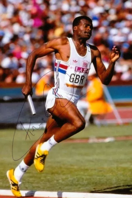 Kriss Akabusi Signed 6x4 Photo Olympic Track & Field Genuine Autograph + COA