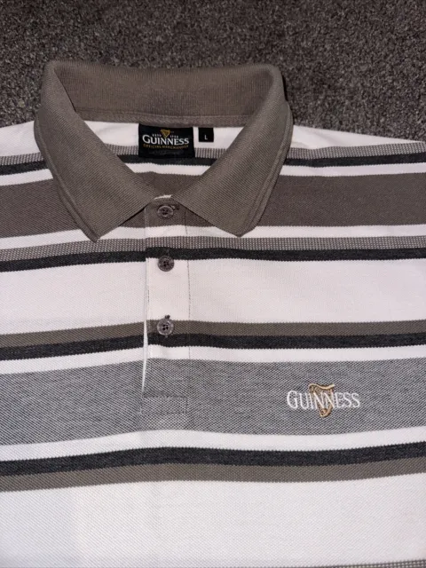 genuine guinness polo shirt Mens Size Large Striped