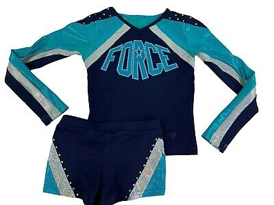 Varsity FORCE Competition Cheerleader Uniform Youth S/M Sparkle Rhinestones WOW