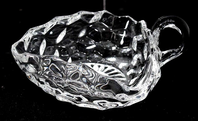 Fostoria American #2056 Clear Glass Triangular Nappy Dish with Handle HM503