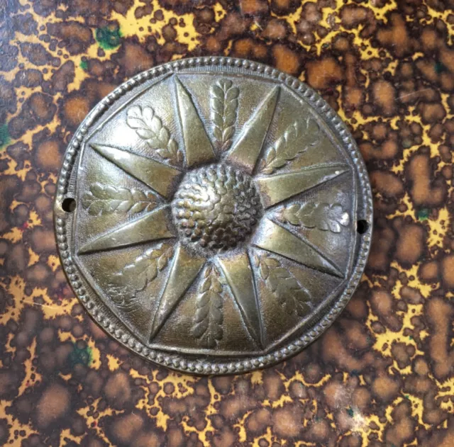 Vintage French Metal Round Cabinet Drawer Decoration Hardware Sunburst Salvage