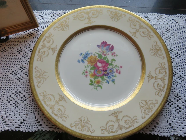 Vintage US Made Syracuse China Old Ivory OPCO Gold Plate Dresden Flowers 10.5”