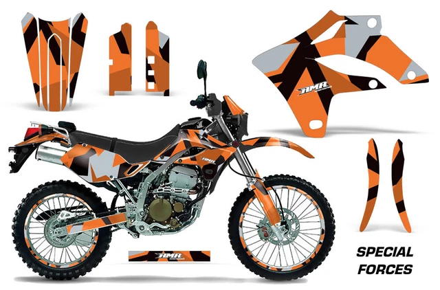 Graphics Kit MX Decal + # Plates For Kawasaki KLX250S 2004-2007 SPCLFRCS ORG
