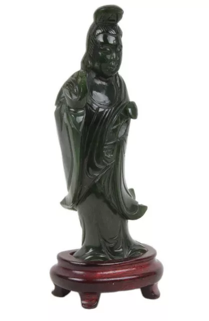 China 20. Jh. -A Chinese Jadeite Figure of Guanyin Statuette Chinois Statua Cine 2