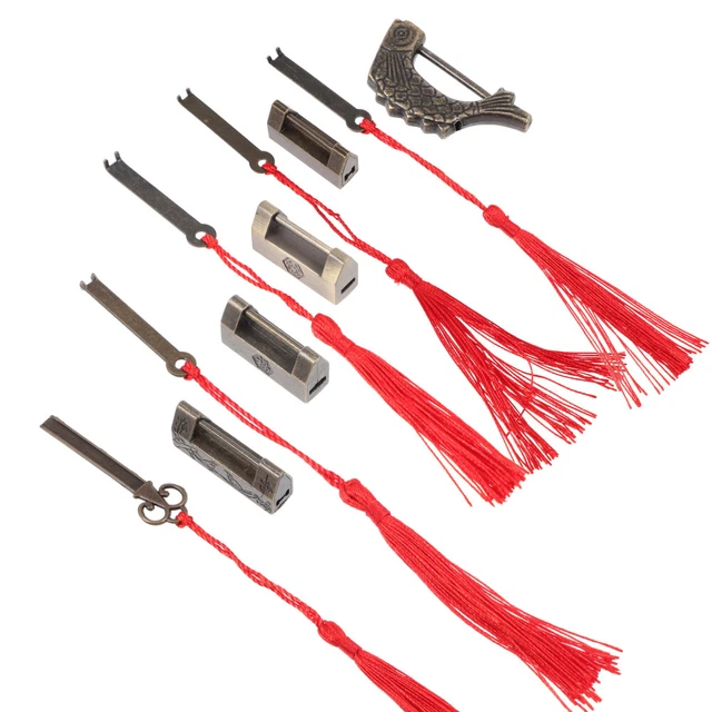 5 Set Mini Valigia In Legno Antica Serratura Hardware Ciuffi Ottone