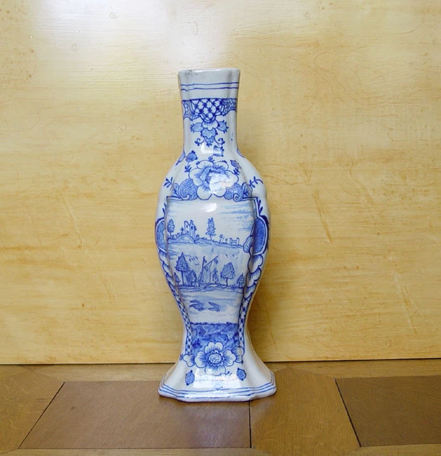 Excellent Dutch Delft Vase Landscape 18th C.