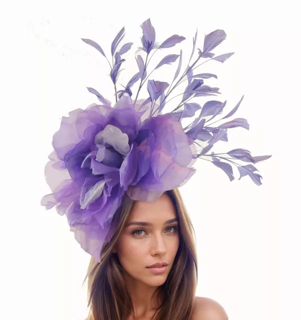 Purple Wedding Fascinator,Purple Ascot Hat,Purple Kentucky Derby Hat,Hat For