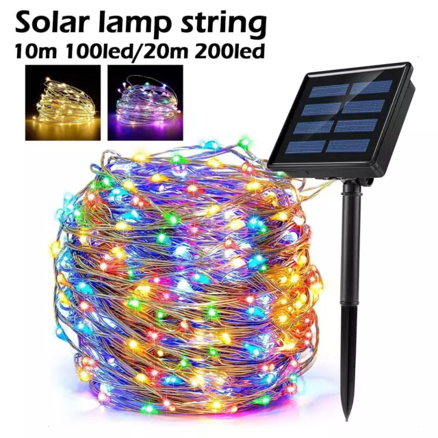 100-200 LED Solar Power String Fairy Lights Garden Outdoor Party Lamps M6W1