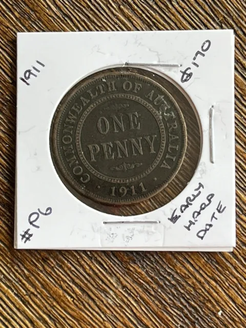 💰1911 First Australian Penny London💰 England Harder Date Bronze Coin #P6💰