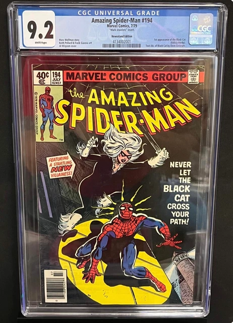 Amazing Spider-Man (1963) #194 CGC 9.2 W 1st App Black Cat MARK JEWELERS INSERT