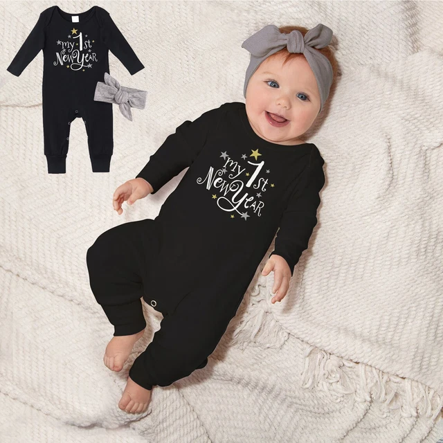 Meine erste Neujahrskleidung Neugeborenes Säugling Baby Junge Mädchen Outfits
