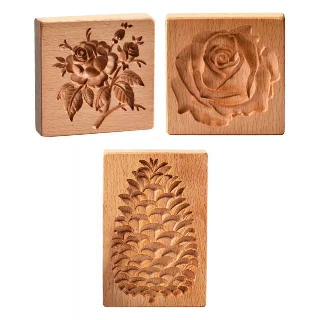 Holz Keksform Stempel Lebkuchen Keks Rose Tannenzapfen Form Backformen