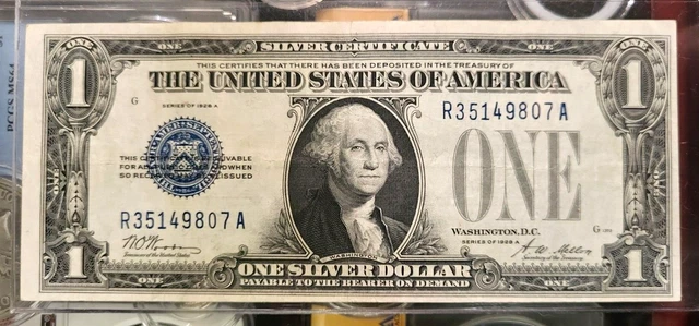 1928 A One Dollar $1 Silver Certificate Funny Back Blue Seal Note