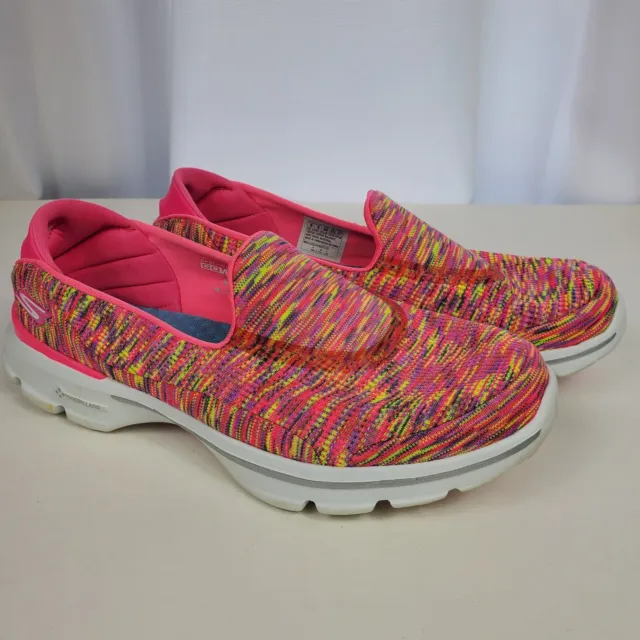 Skechers Go Walk 3 Slip On Shoes Womens Size 8 Multi Neon GOGA Plus + Comfort