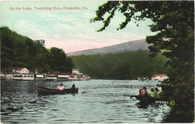 Pottsville Pennsylvania On the Lake Tumbling Run Boating On the Lake Postcard