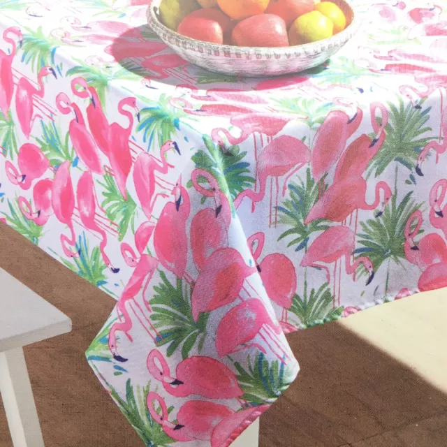 CYNTHIA ROWLEY PINK Flamingo Tablecloth 60x104 Tropical Watercolor Easy ...