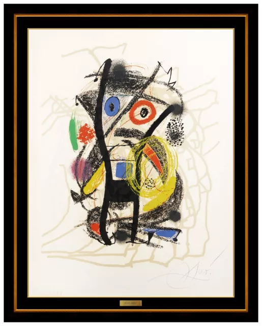 Joan Miro Hommage A Helion Hand Signed Lithograph Abstract Modern Framed Artwork