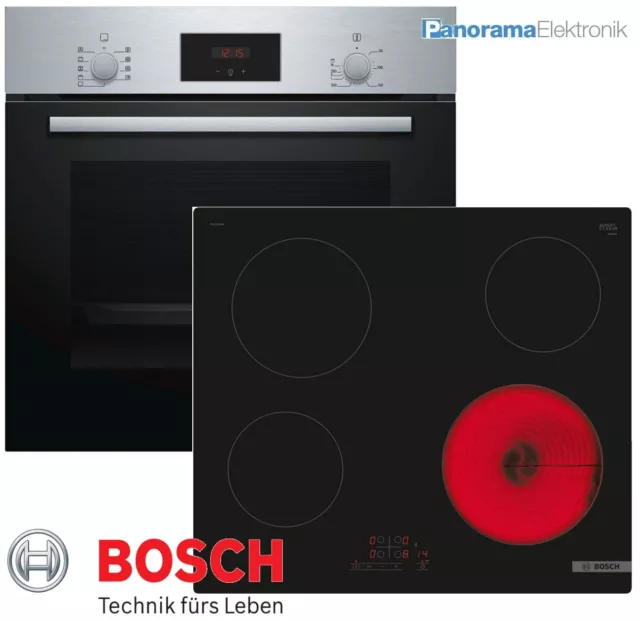 BOSCH Herdset Autark Einbau Backofen + Glaskeramik Kochfeld 60cm TouchControl