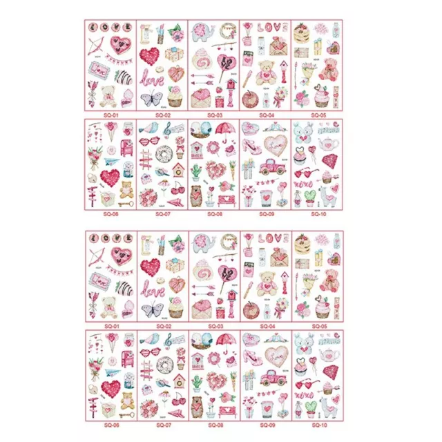 20 Sheet Valentines Heart Tattoo Sticker for Kids  Girls Gift Valentine'S5909