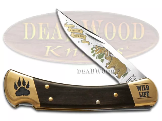 Buck 110 Proud American Macassar Wood Folding Hunter 1/250 Stainless Custom  Pocket Knife - BK110WOOD-AP