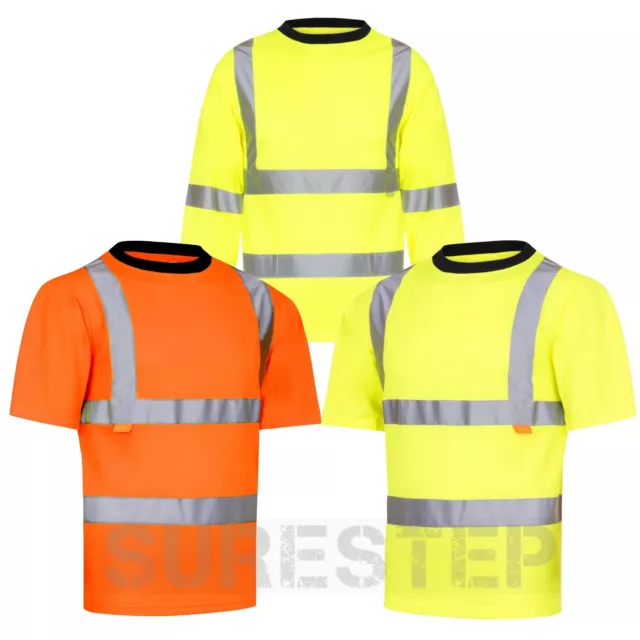 Hi Viz T Shirts High Visibility Tees Yellow Orange |M-2XL|