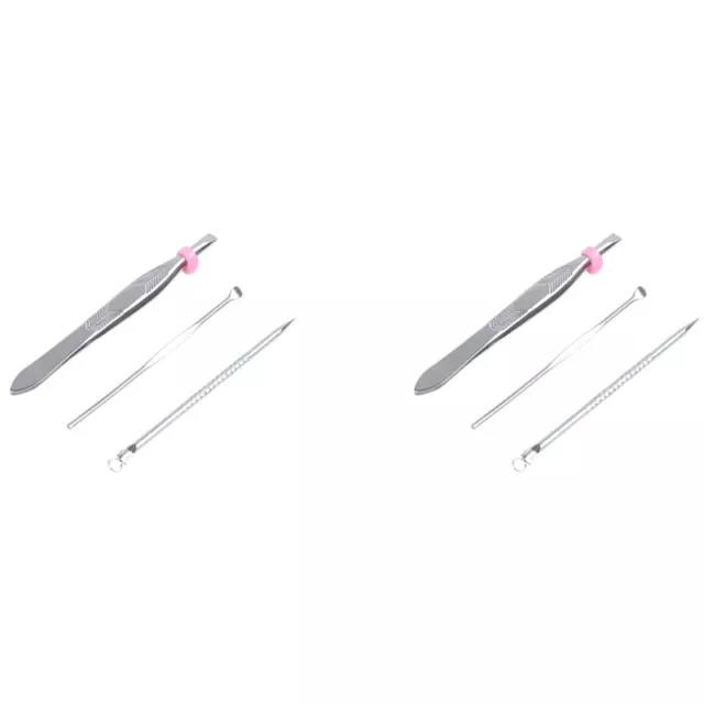 2X 3-In-1 Ohr Pick Komedonen Stick Augenbrauen Pinzette Kosmetik Werkzeug S2861