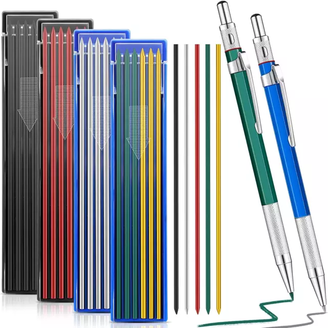 2 Pcs Welders Pencil with 48 PCS round Refills Mechanical Pencils Metal Welding