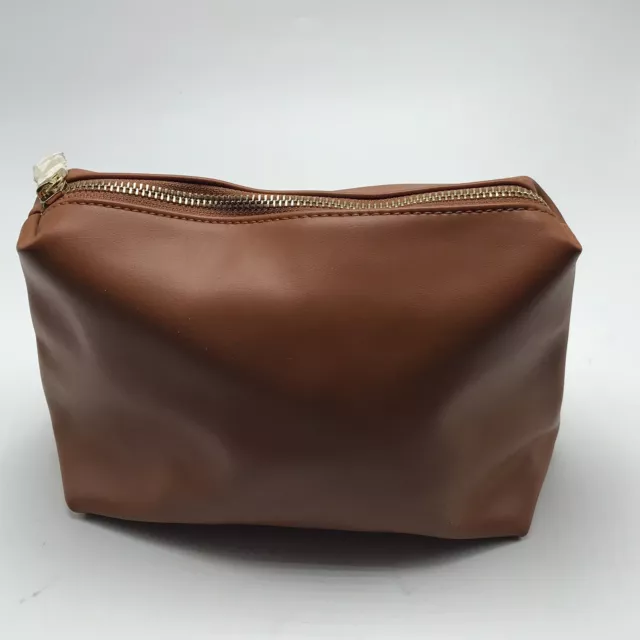 Free People Vegan Leather Brown Makeup Pouch NWOT