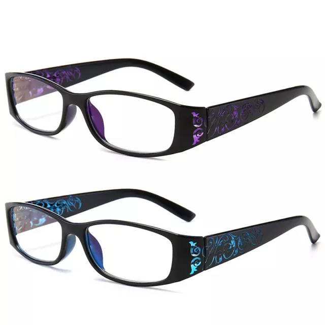 Retro Floral Anti Blue Light Reading Glasses Men Women Spring Hinge Presbyopic