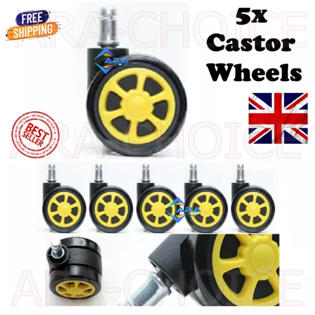 Universal Replacement Castor Wheels Computer Office Chair Rubber Caster Wheel 5x