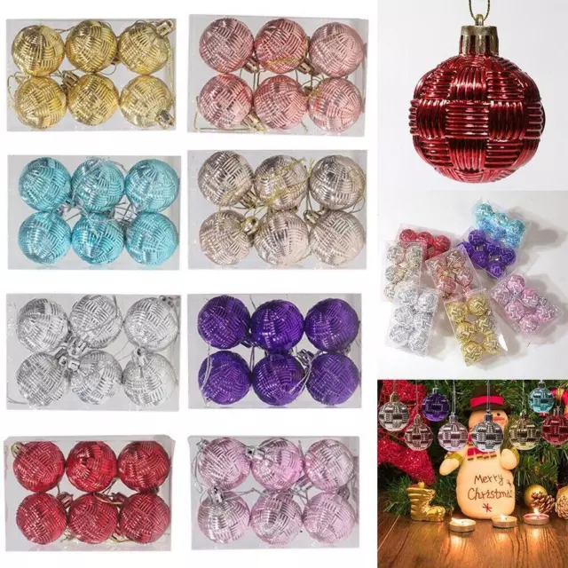 6X Christmas Tree Balls Xmas Home Decor Glitter Baubles Party Wedding Ornament