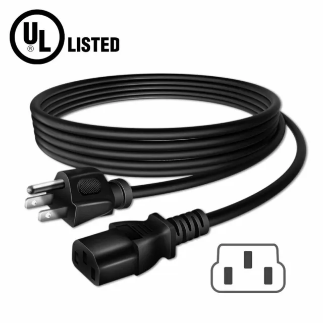5ft UL AC Power Cord For SONY KDL-52XBR3 KDL-52XBR4 TV 3-Prong Cable Lead Mains