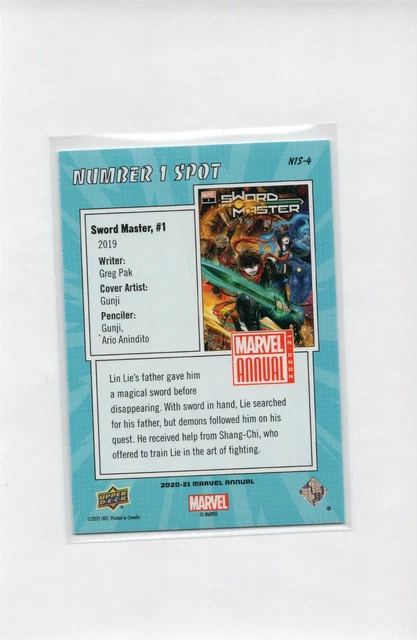2020-21 Marvel Annual Mint! SWORD MASTER Number One Spot N1S-4 UD Cards 2