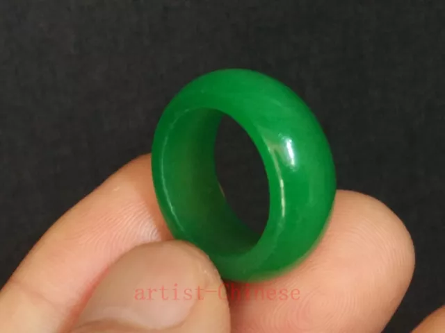 Collection Chinese Natural Green Jade Carving Ring or Pendant Decoration Gift