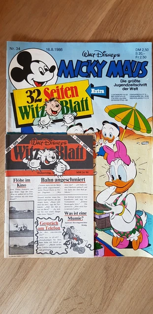 Micky Maus Heft Nr.34 von 1986 mit Witzblatt Z0-1/1