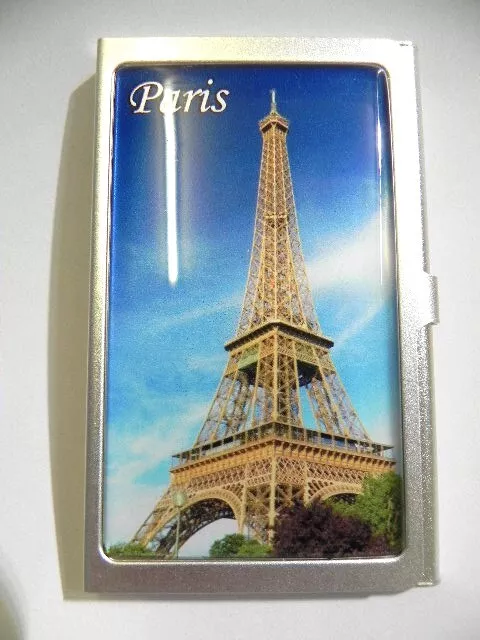 Visitenkarten Etui Paris Eiffelturm,Metall,Business Card Holder,NEU