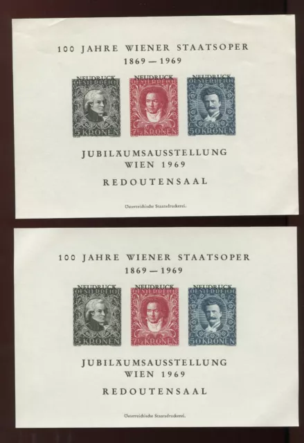 2 Neudruck-Blöcke 100 Jahre Wiener Staatsoper  1869-1969     8/9/14