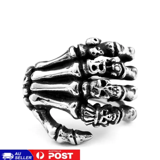 Fashions Titanium steel Men Personality creative punk hand bone silver band AU